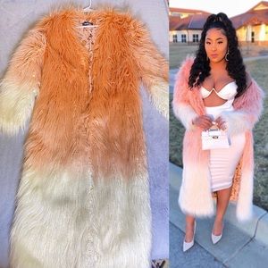 STYLISH GRADIENT FUR COAT